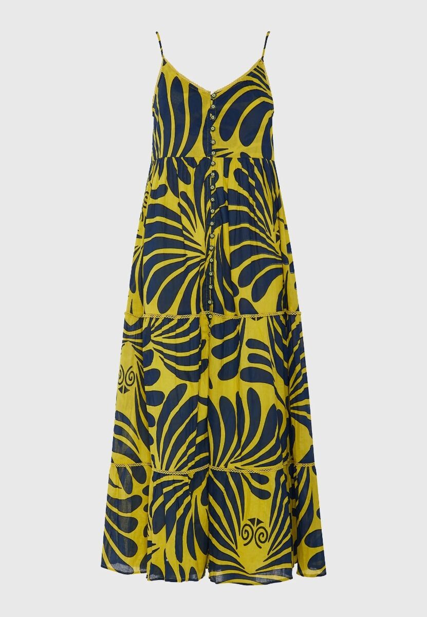 Funky Buddha Γυναικείο εμπριμέ μάξι boho φόρεμα από βαμβάκι FBL013-127-13