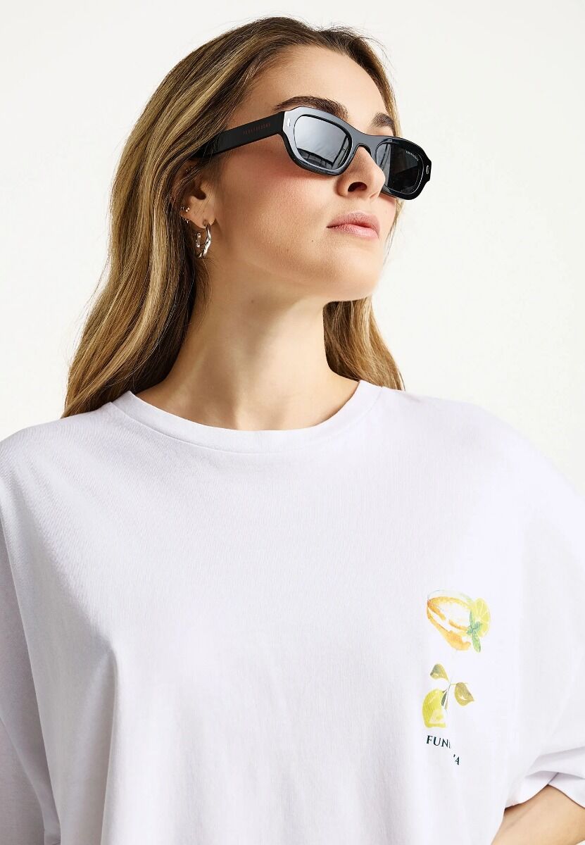 Funky Buddha Γυναικείο Βαμβακερό T-shirt με Τύπωμα στην Πλάτη FBL013-156-04