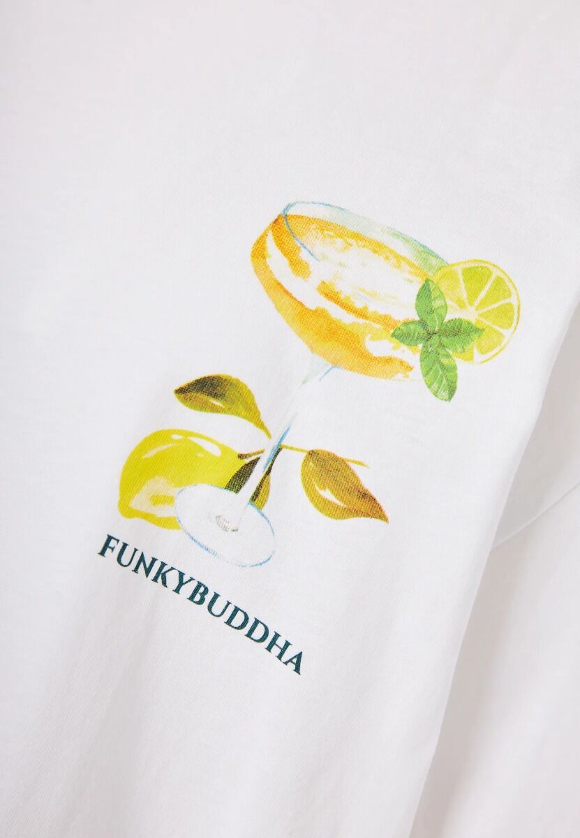 Funky Buddha Γυναικείο Βαμβακερό T-shirt με Τύπωμα στην Πλάτη FBL013-156-04