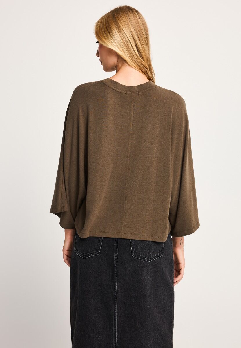 Funky Buddha Γυναικεία cropped μπλούζα με φαρδιά μανίκια FBL014-104-17