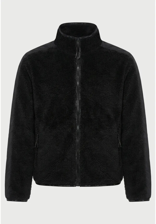 Funky Buddha Γυναικεία fleece ζακέτα relaxed fit FBL014-107-06 Μαύρο