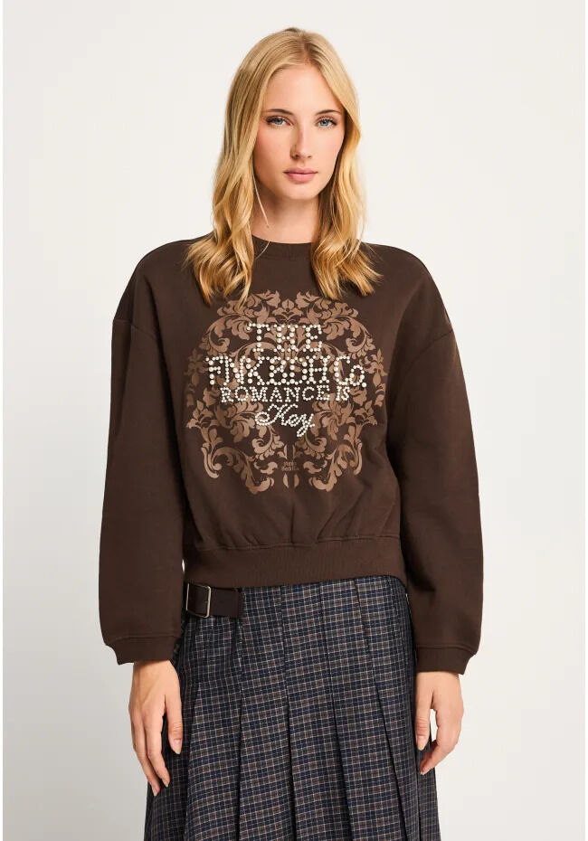 Funky Buddha Γυναικείο loose fit Φούτερ crewneck με πέρλες FBL014-111-06