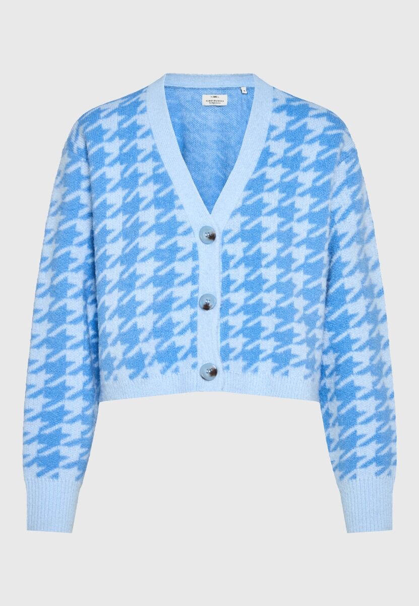 Funky Buddha Γυναικεία relaxed πλεκτή ζακέτα houndstooth FBL014-117-09