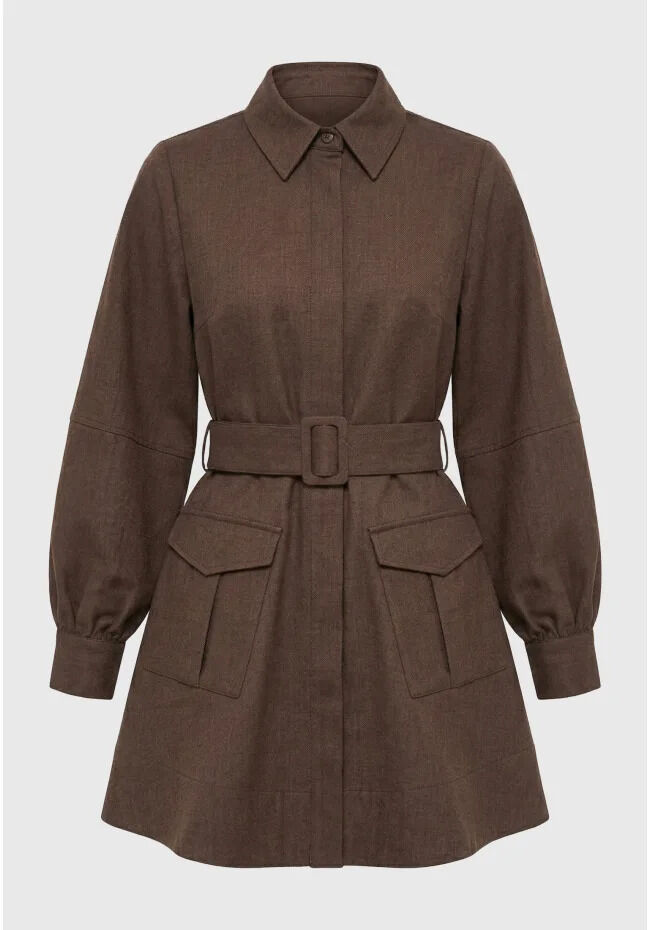 Funky Buddha Γυναικείο mini shirt dress utility με ζώνη FBL014-118-13