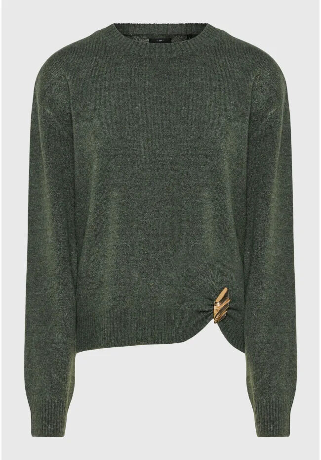 Funky Buddha Πλεκτό πουλόβερ relaxed fit με χρυσή λεπτομέρεια FBL014-120-09