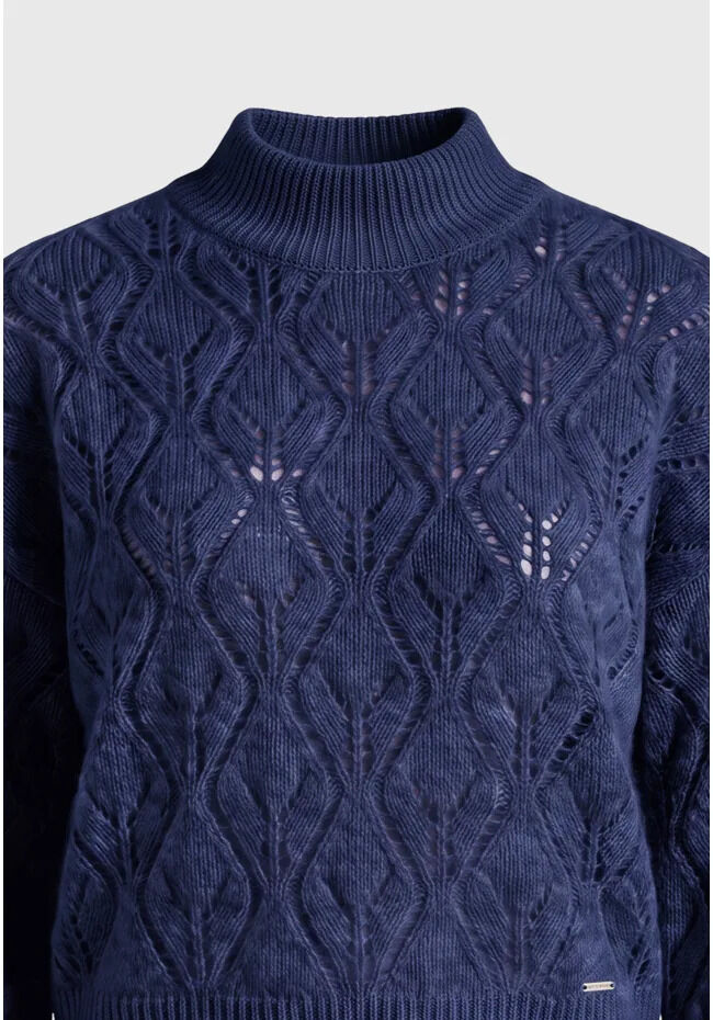 Funky Buddha Relaxed fit πλεκτό πουλόβερ με διάτρητη πλέξη FBL014-124-09
