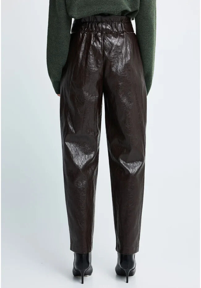 Funky Buddha Παντελόνι paperbag από τεχνητό δέρμα FBL014-127-02