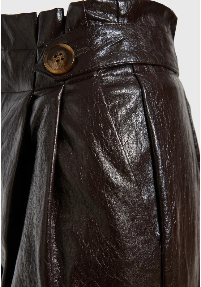 Funky Buddha Παντελόνι paperbag από τεχνητό δέρμα FBL014-127-02