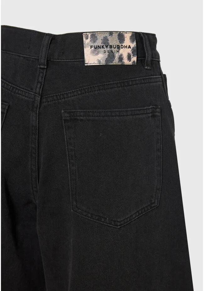 Funky Buddha Ψηλόμεσο τζιν παντελόνι balloon fit με στρας FBL014-170-02