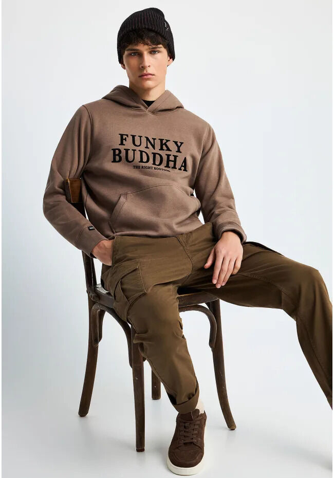 Funky Buddha Ανδρικό cargo παντελόνι mid-rise από ελαστικό βαμβάκι FBM014-002-02
