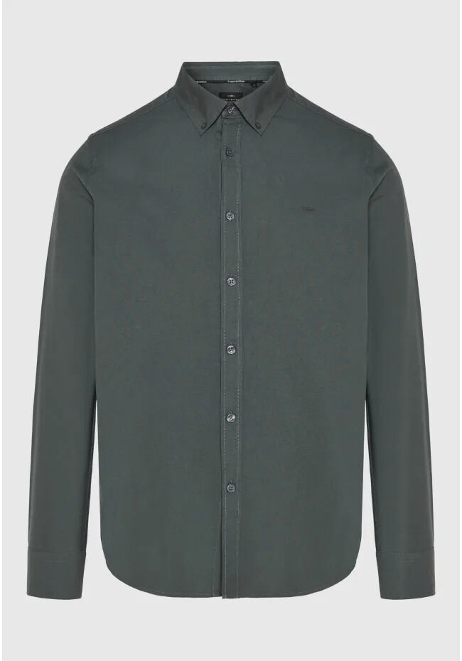 Funky Buddha Ανδρικό basic πουκάμισo από βαμβάκι με γιακά button-down FBM014-002-05