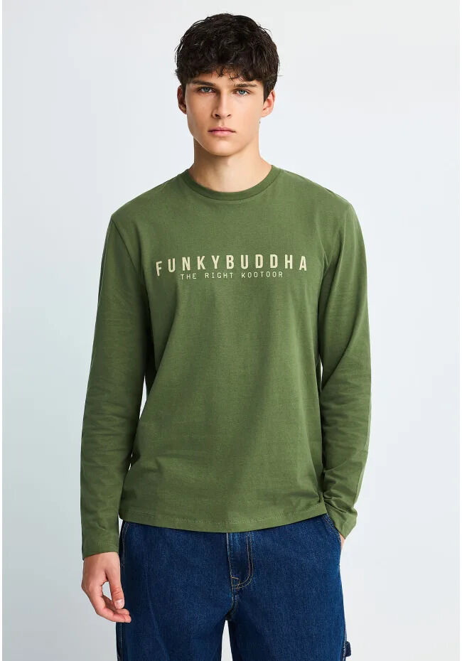 Funky Buddha Ανδρική μακρυμάνικη μπλούζα με λογότυπο FBM014-002-07