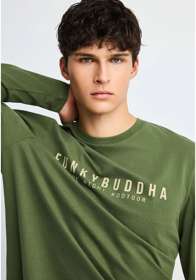 Funky Buddha Ανδρική μακρυμάνικη μπλούζα με λογότυπο FBM014-002-07