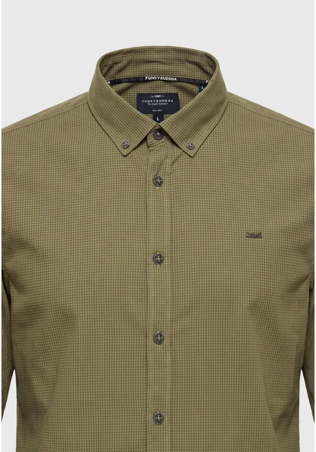 Funky Buddha Oxford button-down πουκάμισο με καρό μοτίβο FBM014-004-05