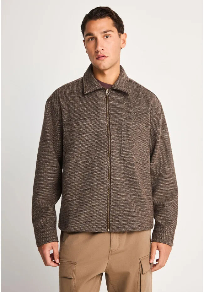 Funky Buddha Ανδρικό μάλλινο overshirt με φερμουάρ FBM014-025-05