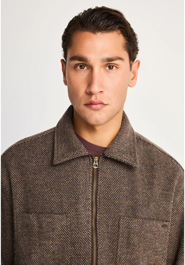 Funky Buddha Ανδρικό μάλλινο overshirt με φερμουάρ FBM014-025-05