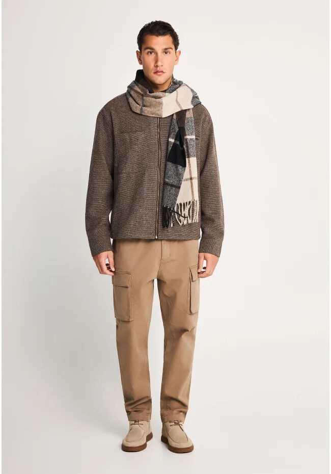 Funky Buddha Ανδρικό μάλλινο overshirt με φερμουάρ FBM014-025-05