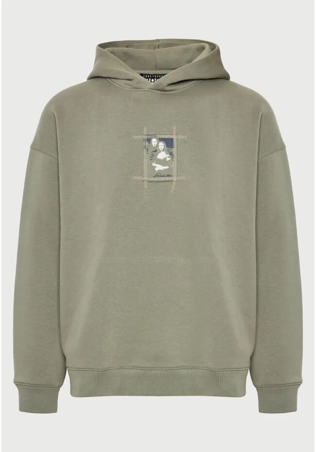 Funky Buddha Φούτερ relaxed fit με κουκούλα Mona Lisa - FUNKY BUDDHA x apoh London FBU014-601-06