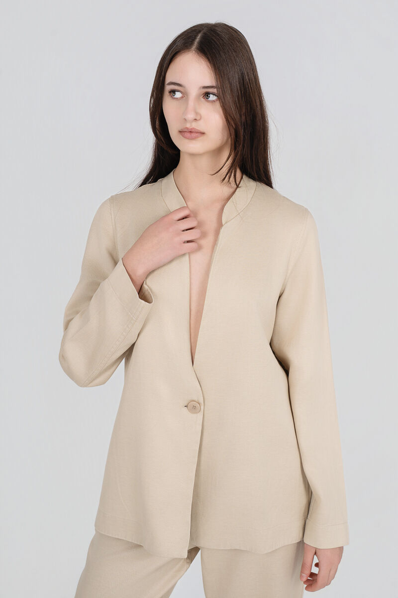Philosophy Twill Linen Blazer JK88165 Μπέζ