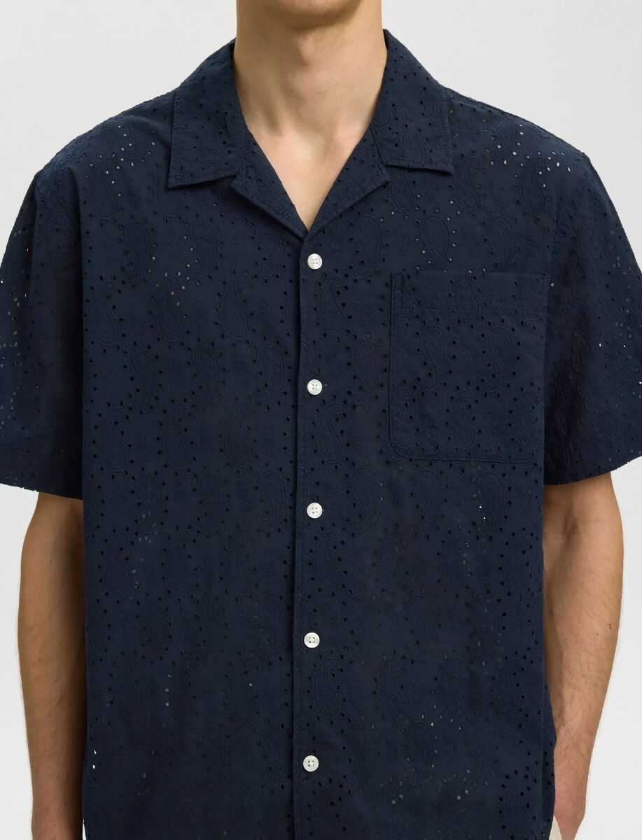 Selected SLHRLXJAX BRODERIE SS SHIRT - Short-Sleeved 16092789