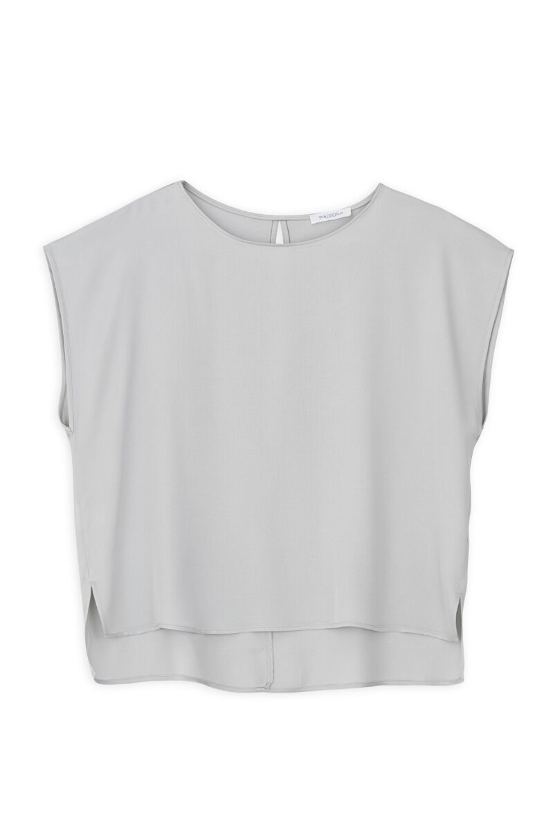 Philosophy Philosophy Satin Ecovero Cropped Top BL1975 Ασημί