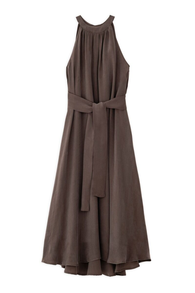 Philosophy Cupro Halter Neck Dress DR22856 Καφέ