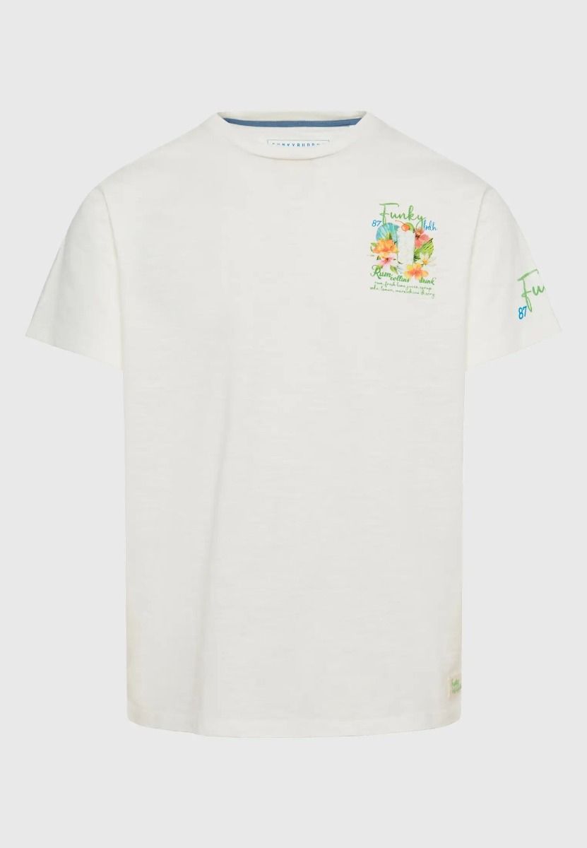 Funky Buddha Ανδρικό Κοντομάνικο T-Shirt με τύπωμα FBM009-088-04 Λευκό NEW ARRIVALS>ΑΝΔΡΑΣ>ΡΟΥΧΑ