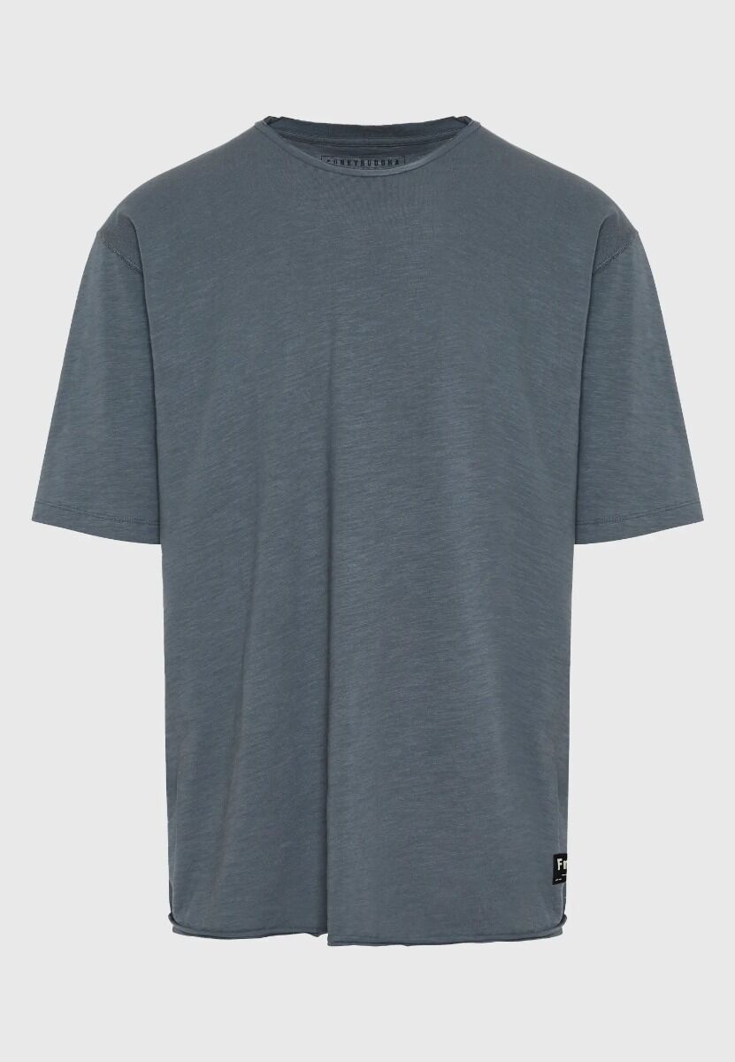 Funky Buddha Funky Buddha Ανδρικό Relaxed Fit T-shirt με Raw Edges FBM011-009-04 Σκούρο Γκρί