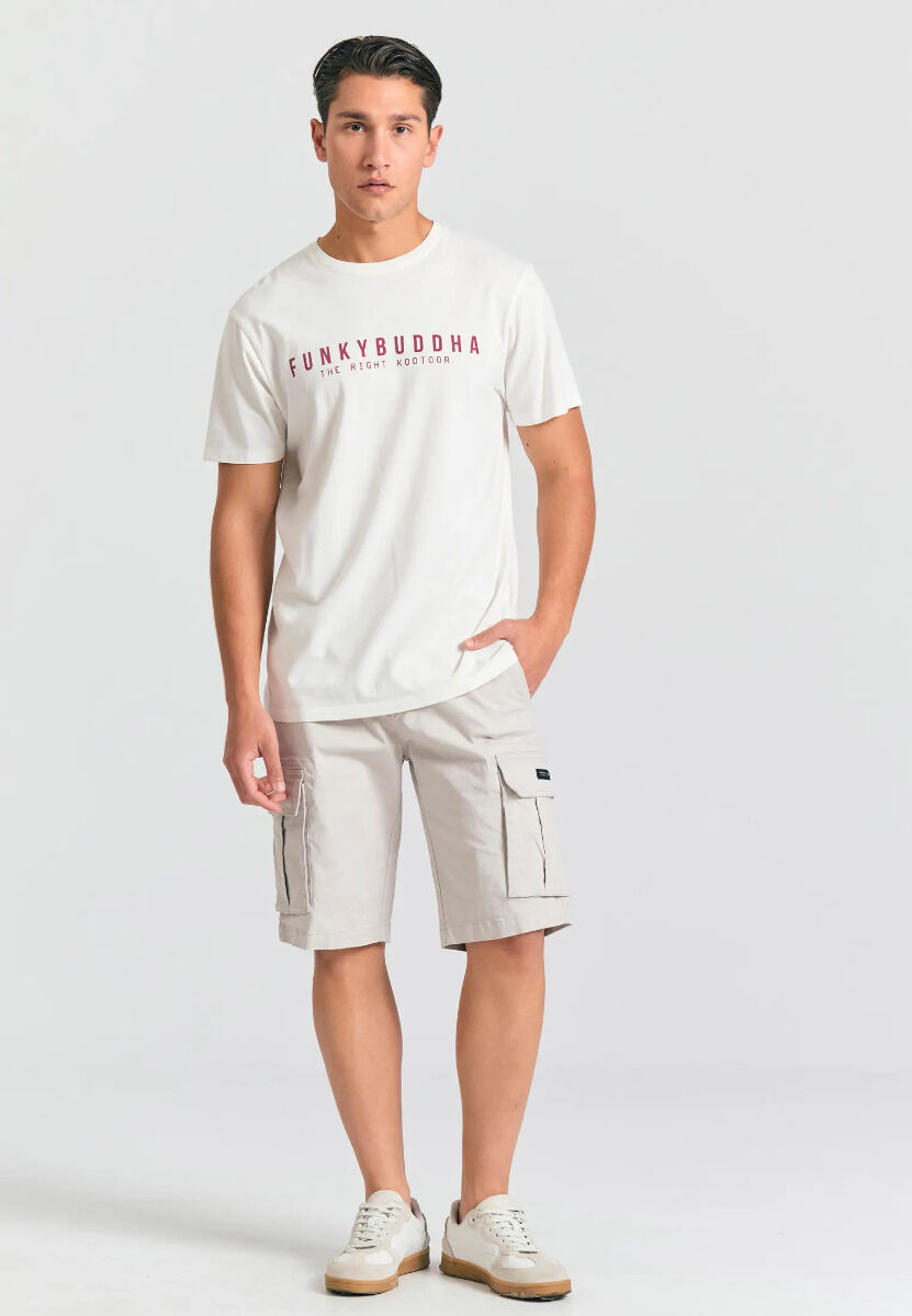 Funky Buddha Funky Buddha Ανδρικό T-shirt με Funky Buddha τύπωμα FBM011-011-04 Σπασμένο Λευκό
