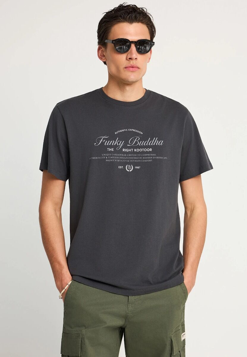 Ανδρικό t-shirt με τύπωμα FBM013-024-04 Σκούρο Γκρί