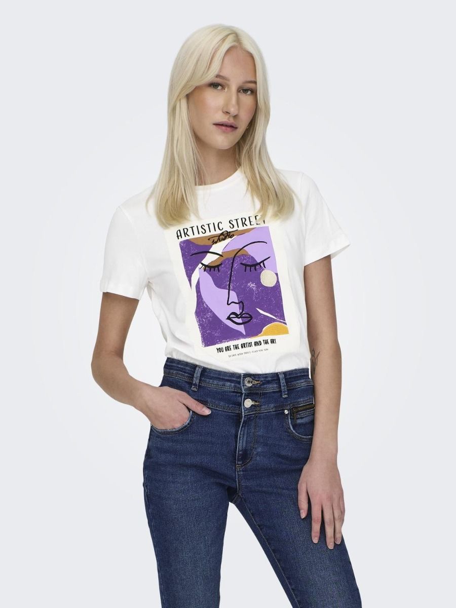 Only Camilla Γυναικεία Κοντομάνικη T-Shirt Μπλούζα 15316959 Λευκό NEW ARRIVALS>ΓΥΝΑΙΚΑ>ΡΟΥΧΑ