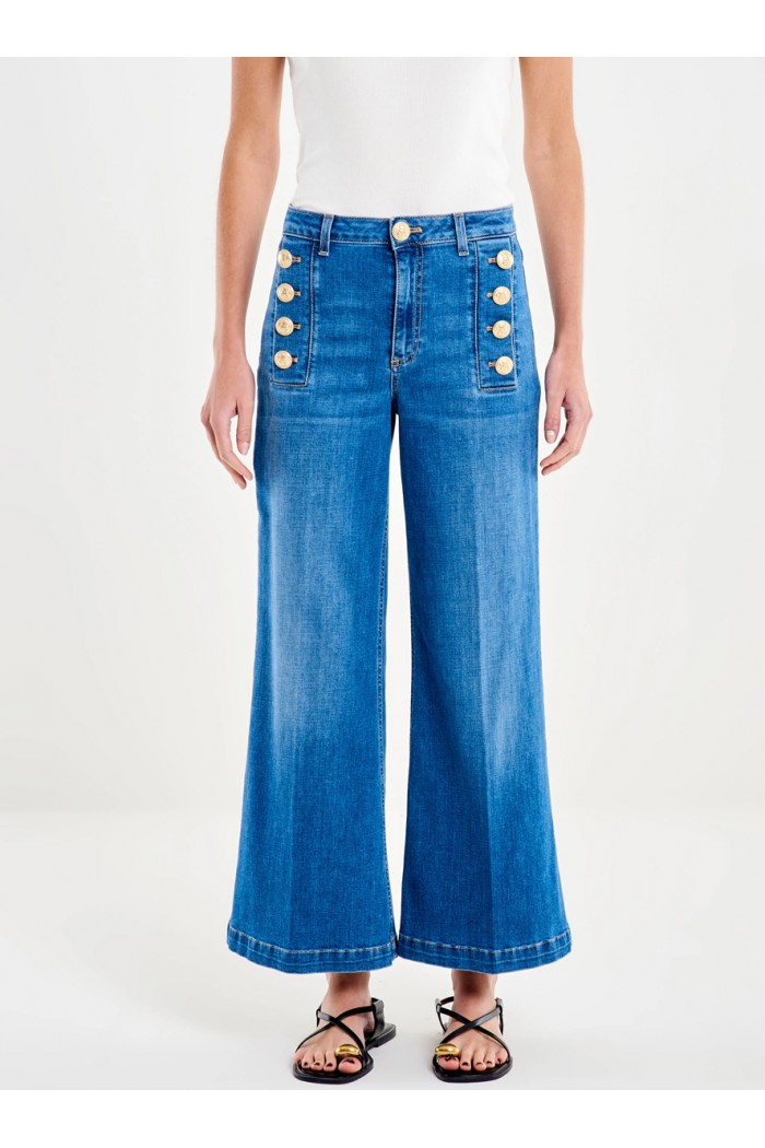 Vicolo Γυναικείο Cristina Jeans με Κουμπιά DAB5046 Μπλέ