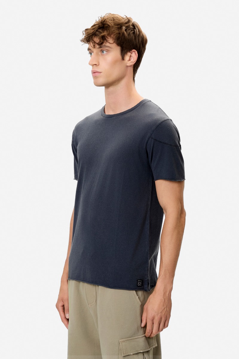 Dirty Laundry Ανδρικό T-shirt με Ανοιχτές Ραφές DLMT000656 Μπλέ