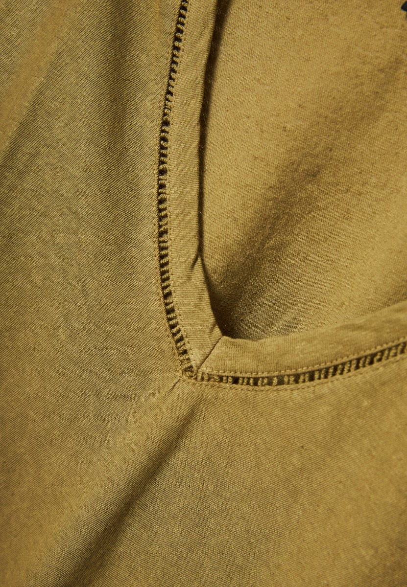 Funky Buddha Γυναικείο Linen Blend T-shirt FBL011-110-04 Λαδί