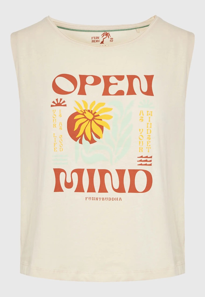 Funky Buddha Γυναικείο T-shirt με Graphic Print FBL011-169-04 Εκρου