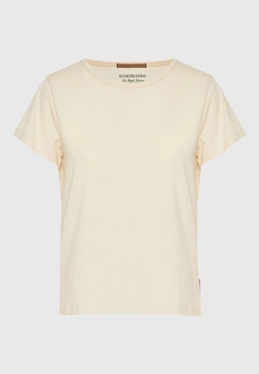 Funky Buddha Γυναικείο T-shirt από οργανικό βαμβάκι - The basics collection FBL013-103-04 Εκρου