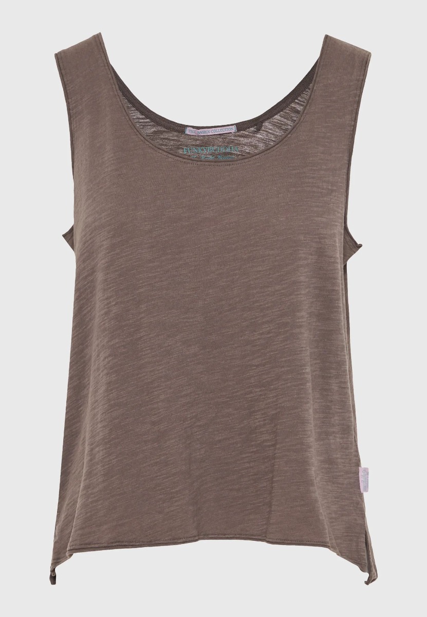 Funky Buddha Γυναικείο βαμβακερό tank top FBL013-108-04 Καφέ