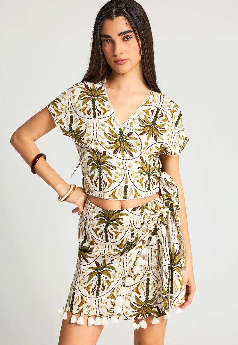 Funky Buddha Γυναικείο Κρουαζέ Top FBL013-112-17 Λαδί