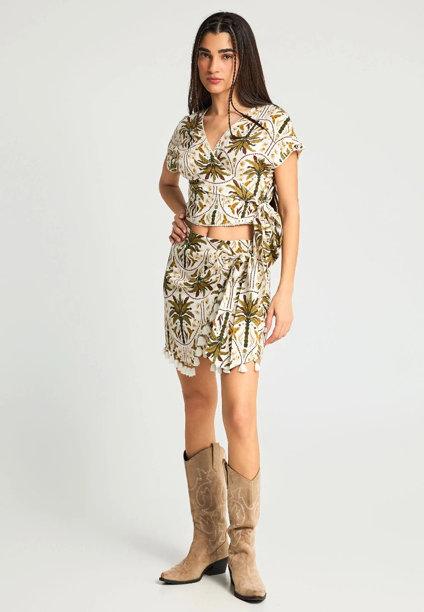 Funky Buddha Γυναικείο Κρουαζέ Top FBL013-112-17 Λαδί