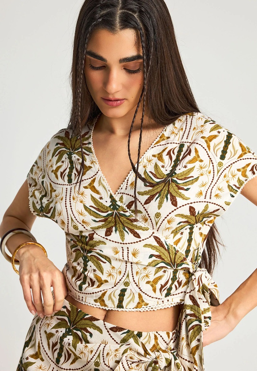 Funky Buddha Γυναικείο Κρουαζέ Top FBL013-112-17 Λαδί