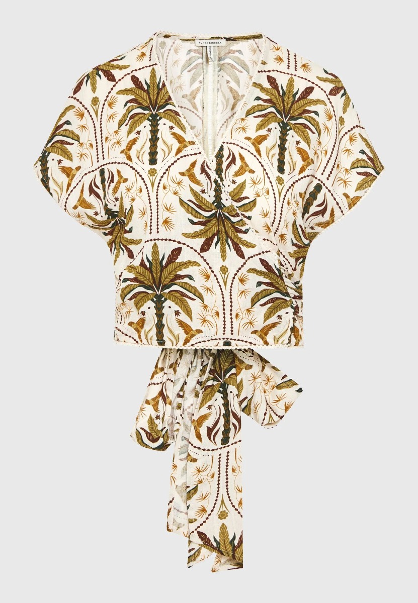 Funky Buddha Γυναικείο Κρουαζέ Top FBL013-112-17 Λαδί