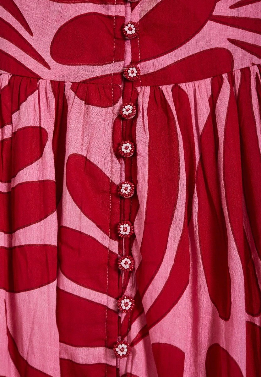 Funky Buddha Γυναικείο εμπριμέ μάξι boho φόρεμα από βαμβάκι FBL013-127-13 Rose φωτογραφία