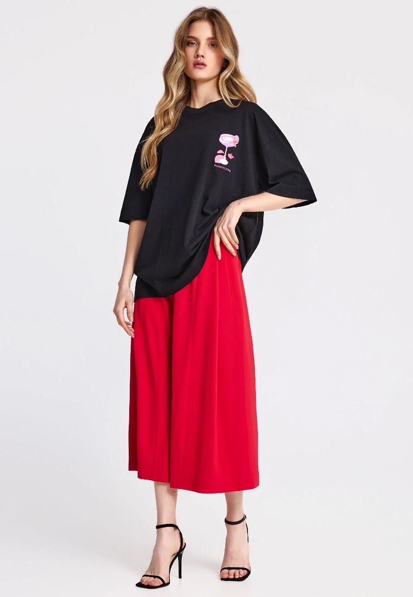 Funky Buddha Γυναικείο βαμβακερό T-shirt FBL013-156-04 Μαύρο