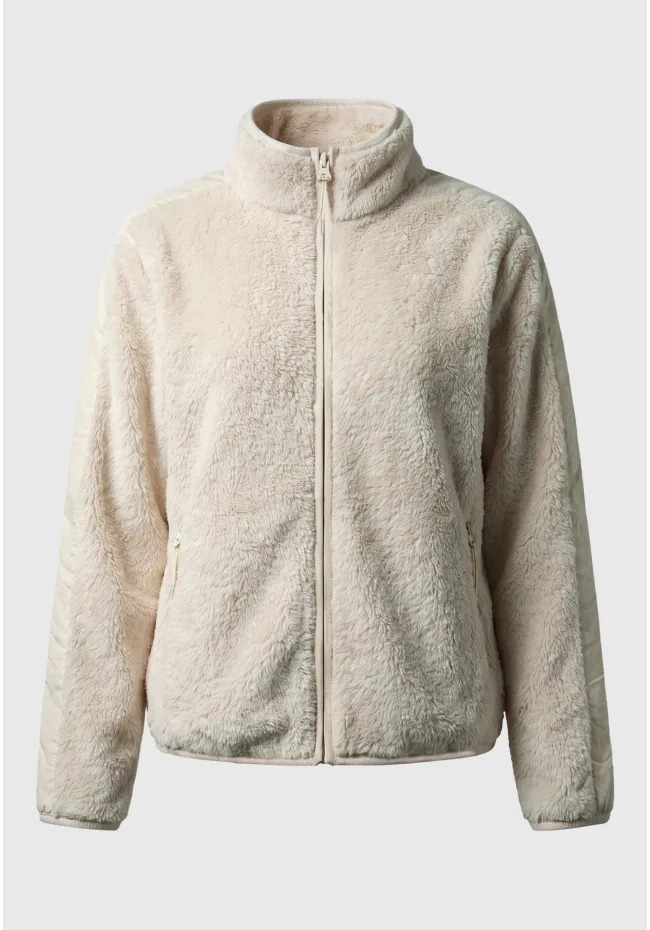 Funky Buddha Γυναικεία fleece ζακέτα relaxed fit FBL014-107-06 Μπέζ
