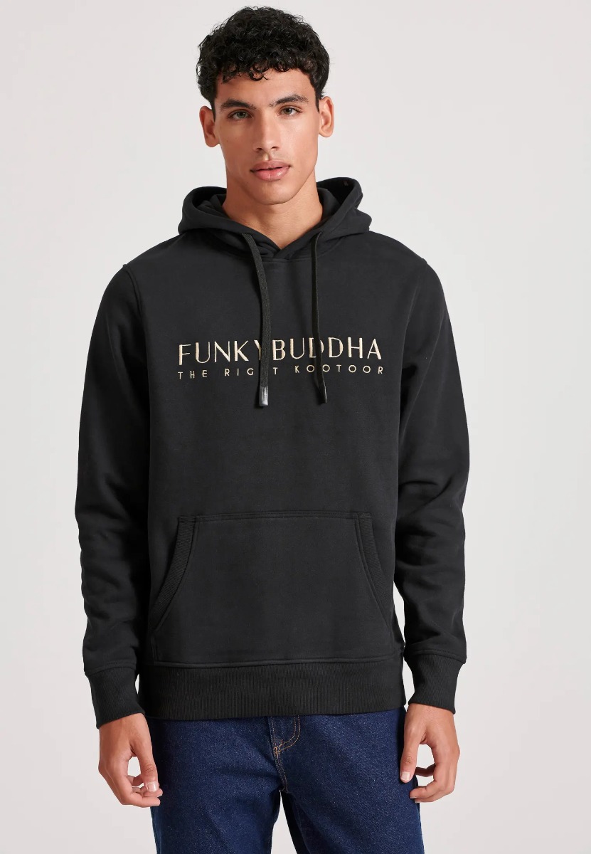 Funky Buddha Ανδρικό Φούτερ με Κουκούλα FBM010-006-06 Μαύρο φωτογραφία