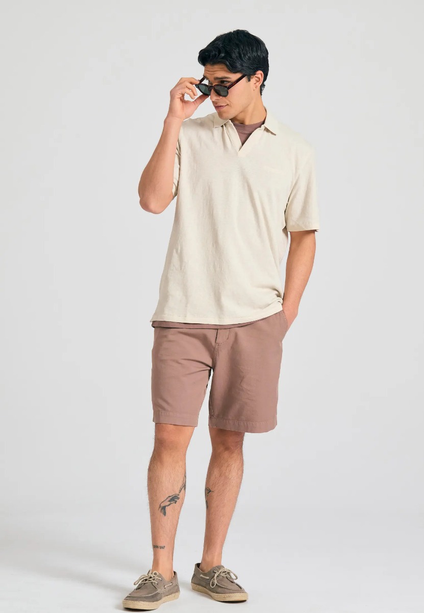 Funky Buddha Ανδρική Relaxed Fit Linen Blend Μπλούζα FBM011-012-11 Εκρου