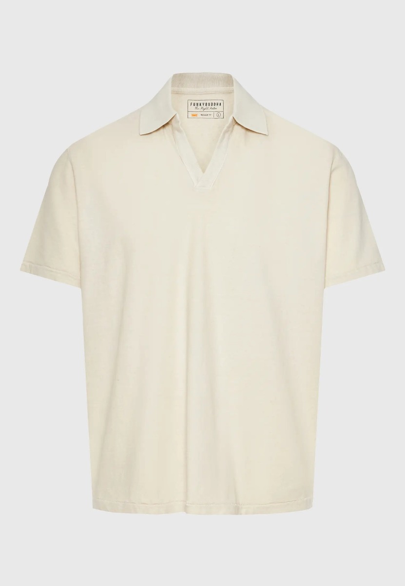 Funky Buddha Ανδρική Relaxed Fit Linen Blend Μπλούζα FBM011-012-11 Εκρου