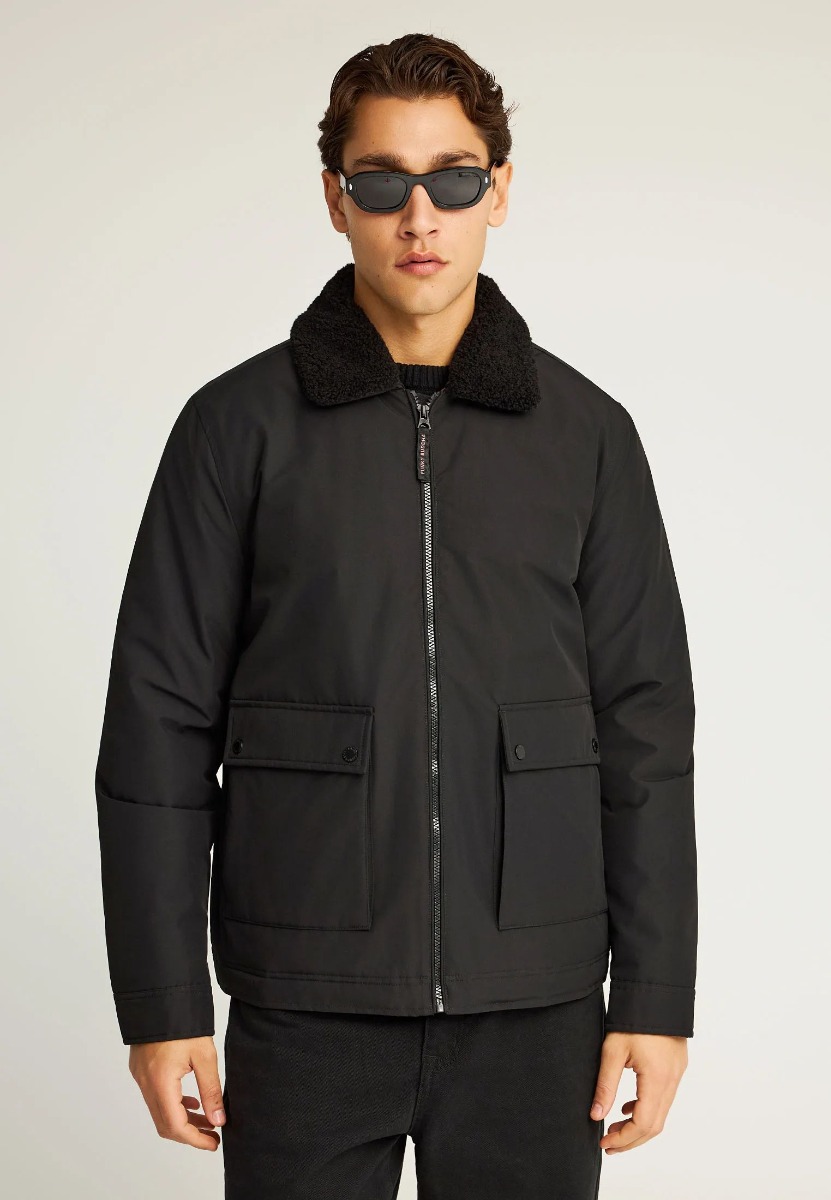 Funky Buddha Sustainable casual μπουφάν με γιακά FBM012-026-01 Μαύρο