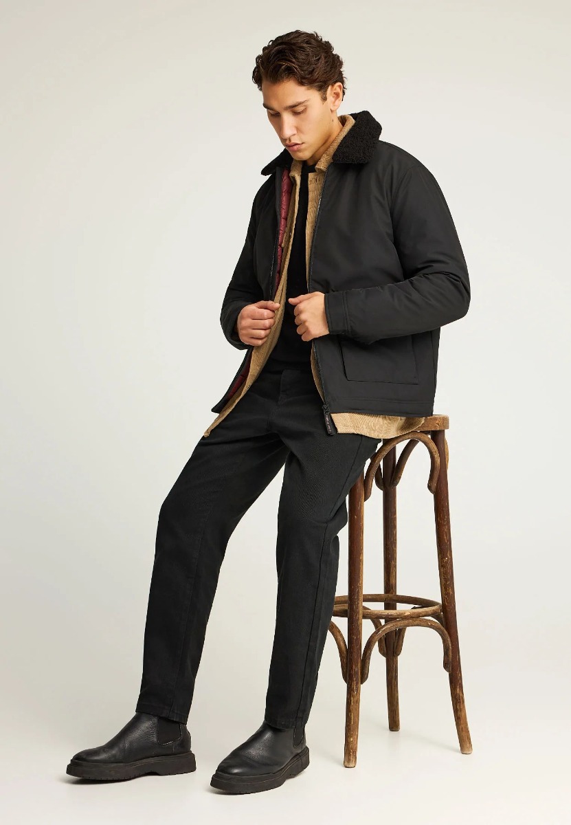 Funky Buddha Sustainable casual μπουφάν με γιακά FBM012-026-01 Μαύρο