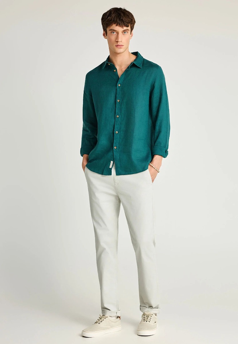 Funky Buddha Ανδρικό chino παντελόνι - The essentials FBM013-001-02 Σπασμένο Λευκό φωτογραφία